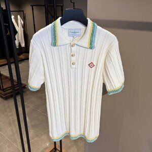 Casablanca Men New Season Rib Boucle Polo Shirt Small Size
